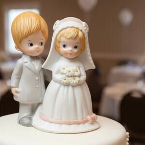 Vtg. 80s Bride and Groom The Christopher Collection Wedding Cake Topper Classic